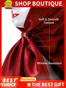 1 pieza Pañuelo de cabeza de satén - Accesorio de moda, Burdeos - Burdeos - Ver 5