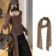 Khăn quàng cổ họa tiết da báo Y2K, thắt lưng dài mảnh, phụ kiện denim nữ, cà vạt, thắt lưng, khăn trang trí, phụ kiện dự tiệc, phối đồ thời trang. - Nhiều màu - Xem 1