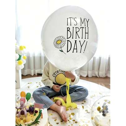 1/2pcs 24-Inch White Daisy Letter Latex Balloons, Suitable For Birthday Party Decoration, Photography Props, Venue Arrangement, Suitable For Theme Parties, Birthday Parties And Other Occasions