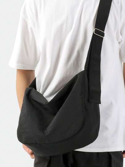 Ny herraxelväska, modern och mångsidig, enkel och enfärgad axelväska, lämplig för dagliga utomhusresor, pendling, stor kapacitet, lätt herraxelväska