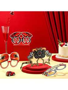 EstiloTendenciaEersida Gafas De Sol Con DiseñO De Coche De Carreras Accesorios Para Fotos De Coches De Carreras Suministros Y Regalos Para Fiestas De Carreras TemáTica De Coches De CarrerasCalidad PremiumVersióN Mejorada - 1 - Ver 5