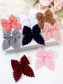 8 chiếc kẹp tóc nơ đính đá màu trơn kiểu Pháp cổ điển, phụ kiện tóc đuôi én thanh lịch, kẹp tóc dễ thương cho bé gái, phụ kiện đội đầu công chúa thời trang cho sử dụng hàng ngày. - Nhiều màu - Xem 8