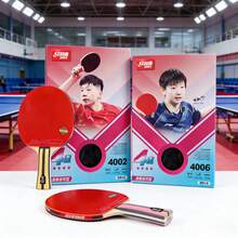 11pcs Red Double Happiness 4-Star Table Tennis Racket + 10pcs 3-Star Table Tennis Ball Set, Suitable For Forehand And Backhand, Entry-Level Training And Competition