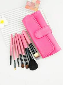 7pcs Makeup Brush Set With Pouch, Cosmetic Tools Include Eye Shadow, Eyebrow, Powder, Blush, Eye, Detail Brushes, Beginner Friendly Portable Set - Multicolor - View 1