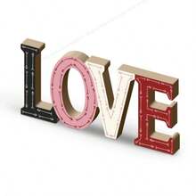 1 Piece Of Putuo Decor Wooden Love Sign, Valentine's Day Tabletop Decoration, Farmhouse Bedroom And Living Room Decoration, No Battery Required, No Feathers, Ideal Gift For February 14th, Suitable For Decoration On Festivals Such As Valentine's Day, Ramadan, New Year, Etc., The Best Holiday Gift - Multicolor - View 7