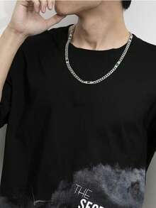 1pc Luxury Arabesque Cubic Zirconia Square Pendant Necklace, Hip Hop American Style Chain, Versatile Fashion Necklace For Valentine's Day