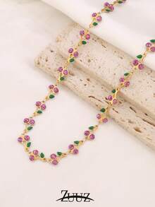 1件时尚不锈钢樱桃吊坠项链，手工水果链项链，女士珠宝礼品 - 項鍊 - 查看 10