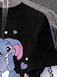 Tween Girls' Casual Cartoon Print Short Sleeve T-Shirt, Summer - Black - View 4