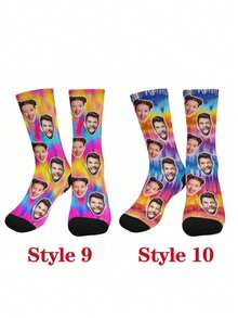 1 Pair Custom Face Rainbow Socks, Personalized Photo Gift - Style-1 - View 7