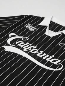 Men's V-Neck Short Sleeve Polo Shirt, Casual Printed T-Shirt, Summer - Black - View 4