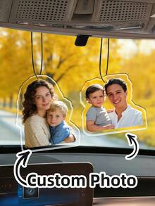 1/2/4pcs Customized Portrait Acrylic Pendant - Personalized Family Photo Keepsake, Classic Car And Home Decor, Customized Photo Car Hanging Ornament, High-Quality Durable Colorful Personalized Acrylic Gift, Perfect For Parents, Family, Friends, Birthday, Anniversary, Daily Use - Multicolor - View 3