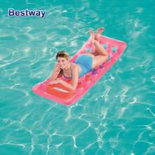 BestWay 43040 1件装 6'2" X 28"/1.88米 X 71厘米 日光浴泳池漂浮躺椅，188x71厘米 PVC 漂浮吊床，漂浮躺椅水上沙发沙滩垫，泳池沙滩海洋两用泳池躺椅漂浮垫，沙滩必备，泳池漂浮垫 - 粉色 - 查看 2