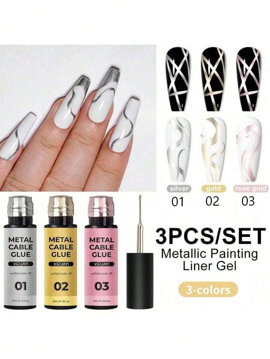 XEIJAYI 5ml Nail Art Line Gel, Semi-Permanent UV/LED Nail Polish, DIY Nail Painting Outline Gel Tool, Gift For Women - Multicolor - View 1