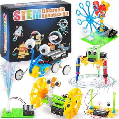 STEM Robotics Science Kits For 6-12, 6 Set STEM Toys For Kids 8-12, Engineering Building Toy Electronic Motor Robot Craft, Christmas Birthday Gifts For Boys & Girls