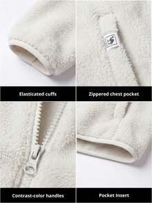 CAMEL CROWN Women's Outdoor Coral Fleece Jacket, Reversible Fleece Coat For Autumn/Winter, Thick & Warm, Anti-Static, Wind-Resistant Lining - Light Frost White - View 7