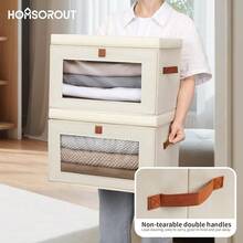 [Free Shipping]Large Closet Storage Bins - Collapsible Storage Bins With Handles & Window, Decorative Boxes With Lids, Fabric Cubes For Living Room, Dorm, 1 Pack, Beige - Màu be - Xem 4