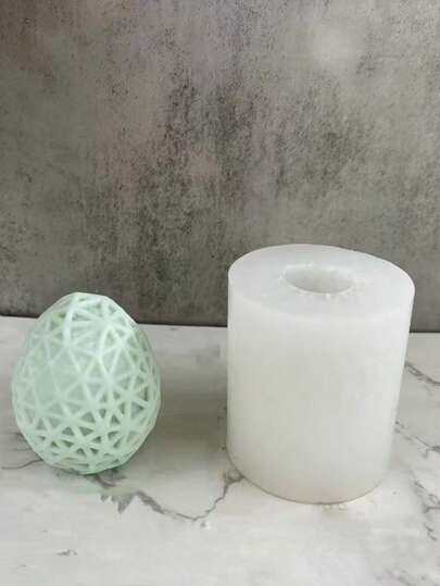 1 pieza Molde de silicona con forma de huevo de Pascua para hacer velas DIY, piedra de fragancia con diseño de rayas, difusor de yeso, decoración del hogar