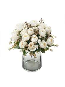 1 Bó hoa hồng nhân tạo, bó hoa thêu hình cầu, hoa mẫu đơn hỗn hợp, bó hoa cưới, trang trí đám cưới, nguyên liệu làm vòng hoa DIY, trang trí tiệc sinh nhật, trang trí nhà cửa phòng khách, bình hoa, vườn ngoài trời, trang trí mùa thu, quà tặng ngày Valentine, quà tặng năm mới - trắng - Xem 5