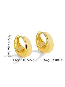 Charm-In 1对女士镀金耳环 - 日常/办公/派对时尚配饰，理想的生日/周年纪念礼物（1.6厘米） - 金色 - 查看 7