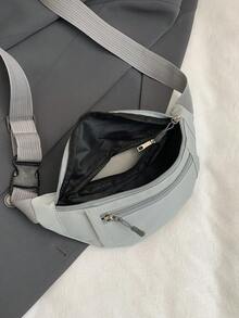 Women's Waterproof Fanny Pack Chest Bag Shoulder Crossbody Bag With Multi-Zipper Pockets, Fashionable - Grey - View 4