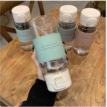 高品质塑料吸管水瓶，适合学生，ins风，防漏，耐热，简约清新设计，男女皆宜，节日礼物