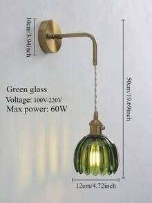 1pc Vintage Glass Wall Lamp With Adjustable Arm And Tulip Glass Shade, E27 Base, Fixed Wiring, Suitable For Bedside, Corridor, Bathroom Mirror Front, Decoration, Bulb Not Included