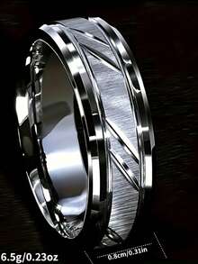 1PC 6/ 8MM Brushed Titanium Steel Couple Ring - Durable, Scratch Resistant, Fashionable - Perfect For Couple Proposal, Engagement, Wedding, Engagement Ring, Anniversary Gift - 8MM - View 8