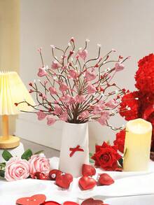 3支装心形浆果装饰签，DIY情人节礼物装饰，粉色心形浆果签搭配红色浆果，适用于情人节、婚礼、烛光晚餐、周年纪念日等场合。 - 彩色 - 查看 3