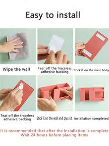 1/2pcs Wall Mounted Remote Control Storage Box, No Drilling Needed, Home Use AC TV Phone Charger Organizer Rack - Multicolor - View 9