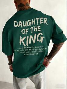 Zrgoth Men's Casual Versatile Minimalist English Slogan Element Short Sleeve T-Shirt - Dark Green - View 2