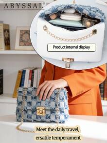 Spring 2026 Women's Tie Dye Denim Crossbody Bag -Inspired Quilted Chain Bag For Travel & Date,High Quality Spring Denim Shoulder Bag Unique Tie Dye Small Square Bag Perfect For Gift & Holiday,Shoulder Bag Ideal Gift For Her & Daily Use,Viral  Style Bag! Quilted Zebra Tie-Dye Denim Crossbody Bag For Women, Multiway Chain Strap Shoulder Purse | Y2K Must-Have,Unique Design Tie Dye Denim Underarm Bag High Quality Chain Shoulder Bag Versatile For Jeans & Dresses,Valentine's Day,[US Local Warehouse] - 彩色 - 查看 6