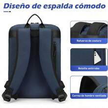 mochila para hombre de 15.6 pulgadas, impermeable, para computadora portátil, gran capacidad delgada y ligera, para ocio y viajes - Azul - Ver 2