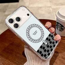Business For  17 17AIR 16 16E 15 14 13 12 11 Pro Max Plus TPU Material + Acrylic Back Cover, Magnetic Design, Convenient Charging, Creative and Personalized, Premium New Product, Phone Case - Estuche magnético acrílico transparente - Transparente 14NU - Ver 6