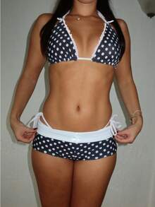 Women's 2 Piece Bikini Set Fashion Halter Neck Swimsuit With Shorts Summer Two Piece Bathing Suit - màu đen - Xem 1