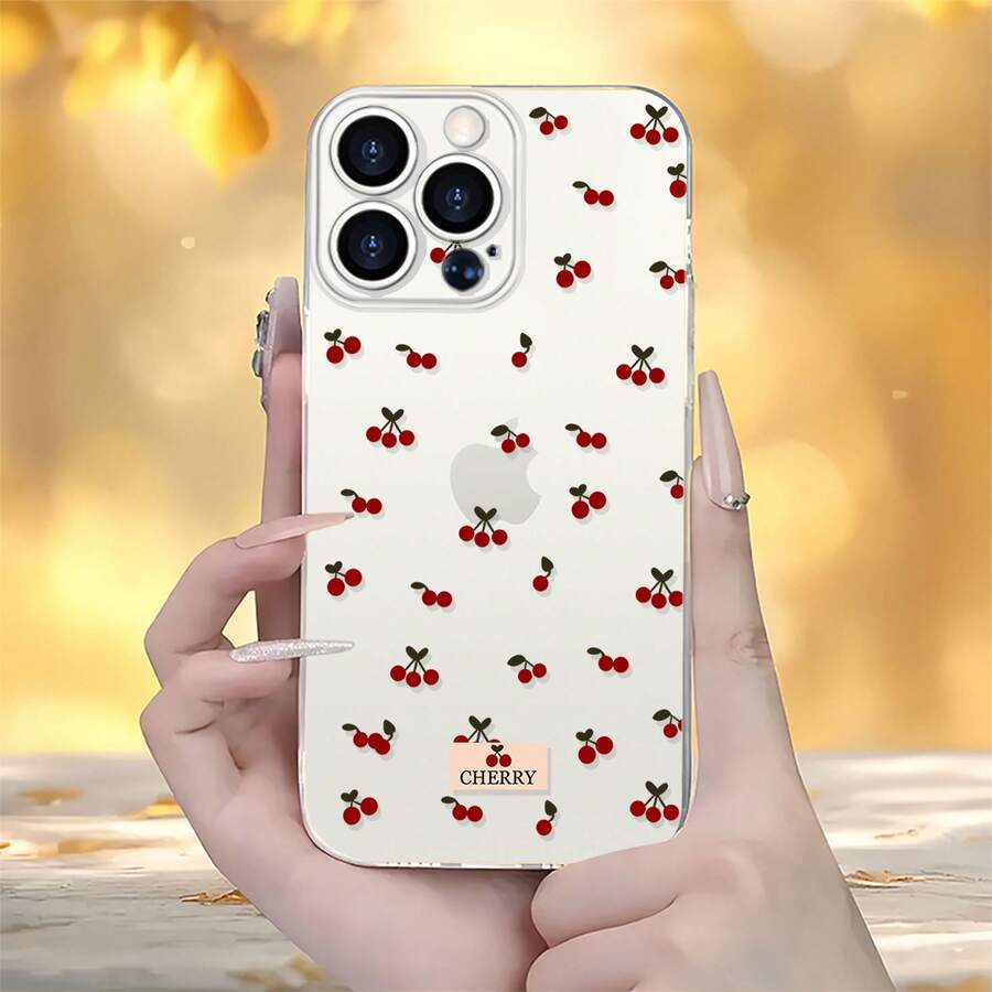 Funda con diseño de cerezas dulces, compatible con iPhone 16, 15, 14 Pro Max, 13, 12, 11, XR y XS Plus. Fabricada en silicona TPU, ofrece protección contra golpes y caídas, además de una excelente sensación al tacto. Es el regalo ideal para familiares, amigos y seres queridos. - transparente - Ver 1