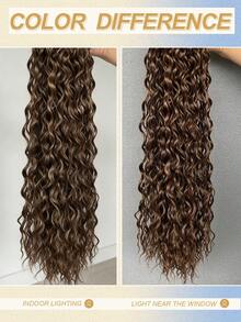 24英寸深棕色深波浪卷发马尾夹式接发 - 耐热合成纤维,自然波浪发型配饰,适合女性日常佩戴、万圣节及各种派对,日常发饰,蓬松卷发,耐热纤维,发饰 - 彩色 - 查看 9