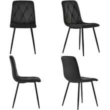 Dining Table And Chair Set (5-Piece Set), Modern Hexagonal Marble Dining Table + 4 Dining Chairs In Green Velvet To Create A Warm And Modern Restaurant - Black - View 7