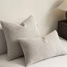 1 vỏ gối sofa bằng vải nhung (không bao gồm ruột gối), kiểu dáng trang trí nhà hiện đại phong cách nông trại, thiết kế đa năng phù hợp cho sofa, giường, phòng ngủ, ban công, phòng khách, phòng ăn. - Màu be - Xem 3