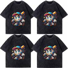 Camiseta de béisbol con diseño de mascota, goteo Y2k, chispas de helado, camiseta de béisbol, regalo de moda novedosa, disponible en 5 tallas, 4 estaciones, ropa deportiva universal lavable, casual para mujeres, multiusos - Negro - Ver 2