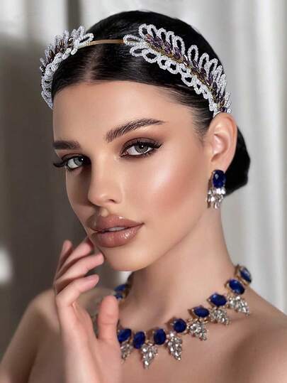 1pc Crystal Beaded Bowknot Headband, Sweet Headpiece For Bride, Bridesmaid, Wedding, Party, Valentine's Day, Casual, Holiday, Hair Band, Hair Hoop Head Accessories