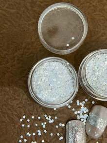 3 Boxes Mini 1mm White Iridescent Gold Heart, Star, Dot Nail Glitter Sequins Nail Art Decorations, Nail Components, Accessories, Nail Supplies, Y2K Nails - Multicolor - View 4