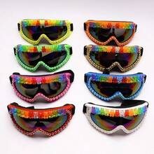 1 Pc  Space Futuristic Large Frame Acrylic Colorful Cute Little Bear Goggles For Skiing And Windproof, Suitable For Skiing, Cycling, Mountaineering, And Decoration - White-framed Colored Film - View 4