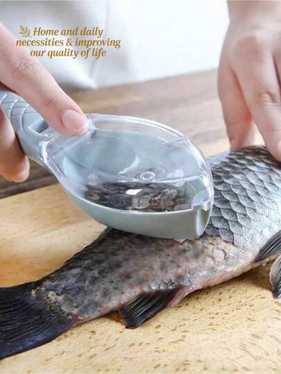 1 pieza Removedor de escamas de pescado, utensilio de cocina con tapa, escamador de pescado manual, herramienta de pesca para quitar escamas de pescado, cuchillo para limpiar mariscos, raspador rápido de escamas de pescado, accesorios de cocina NYP3
