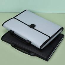 1pc A4 Diamond Pattern Accordion File Folder, Large Capacity Business Office Multi-Layer Document Storage Bag, Student Exam Paper Bag - Multicolor - View 1