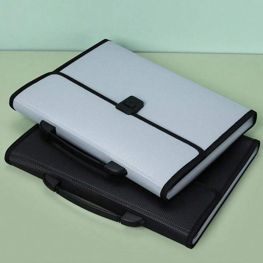 1pc A4 Diamond Pattern Accordion File Folder, Large Capacity Business Office Multi-Layer Document Storage Bag, Student Exam Paper Bag - Multicolor - View 1