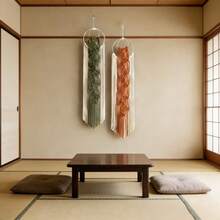 1pc Macrame Wall Hanging, Boho Style Bamboo Ring Colorful Tassel Wall Decor, Handwoven Leaf Background Tapestry, Headboard Wall Hanging - Multicolor - View 6