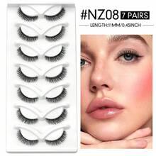 Lasvirey 7 Pairs Natural Cat Eye False Eyelashes, Transparent Eyelash Stem, 3D Faux Mink Lashes, Fluffy & Natural, Thick Full Strip Fake Lashes, Reusable, Suitable For All Occasions - Black - View 8