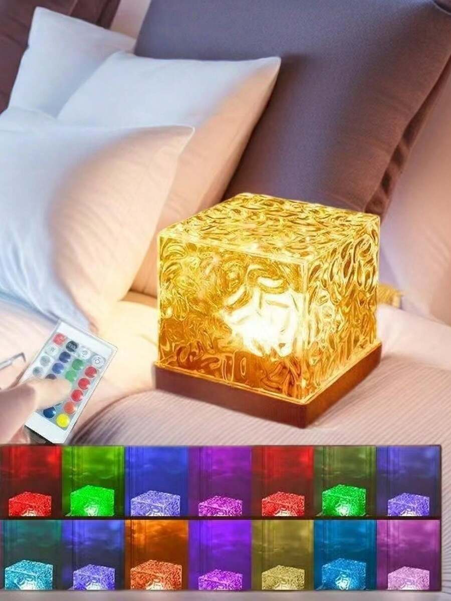 1pc 16 Colors Northern Lights Wave Ripple LED Projector Light With Remote Control - USB Powered, RGB Atmosphere Projector Lamp For Bedroom, Home Theater And Ceiling Decor - Ideal For Valentine's Day, Wedding Etc - Dimmable, Color Changing Lighting