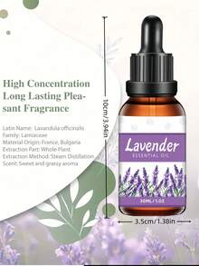 1 pièce flacon de 100% huile essentielle de lavande pure 30ml/1 pièce once liquide - convient pour les diffuseurs d'aromathérapie, les humidificateurs, la méditation - fabrication de bougies DIY avec une fragrance apaisante convenant aux hommes et aux femmes, emballage thème végétal avec compte-gouttes, cadeau de Noël et du Nouvel An - Différents parfums - Voir 3