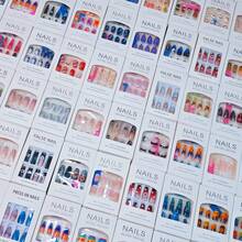 96pcs Random 4pcs DIY Nail Art Set, 2000+ Styles Press On Nails Handmade, Square Press On Nails, Short, Long,Y2k Nails, Gothic, Western Style, Fake Nails For Women, Beautiful Fake Nails, Suitable For Holidays, Parties, Gatherings, Dates, And Daily Wear, Perfect Christmas And New Year Gift For Women Or Girls - 96 件/4 盒 - 查看 1